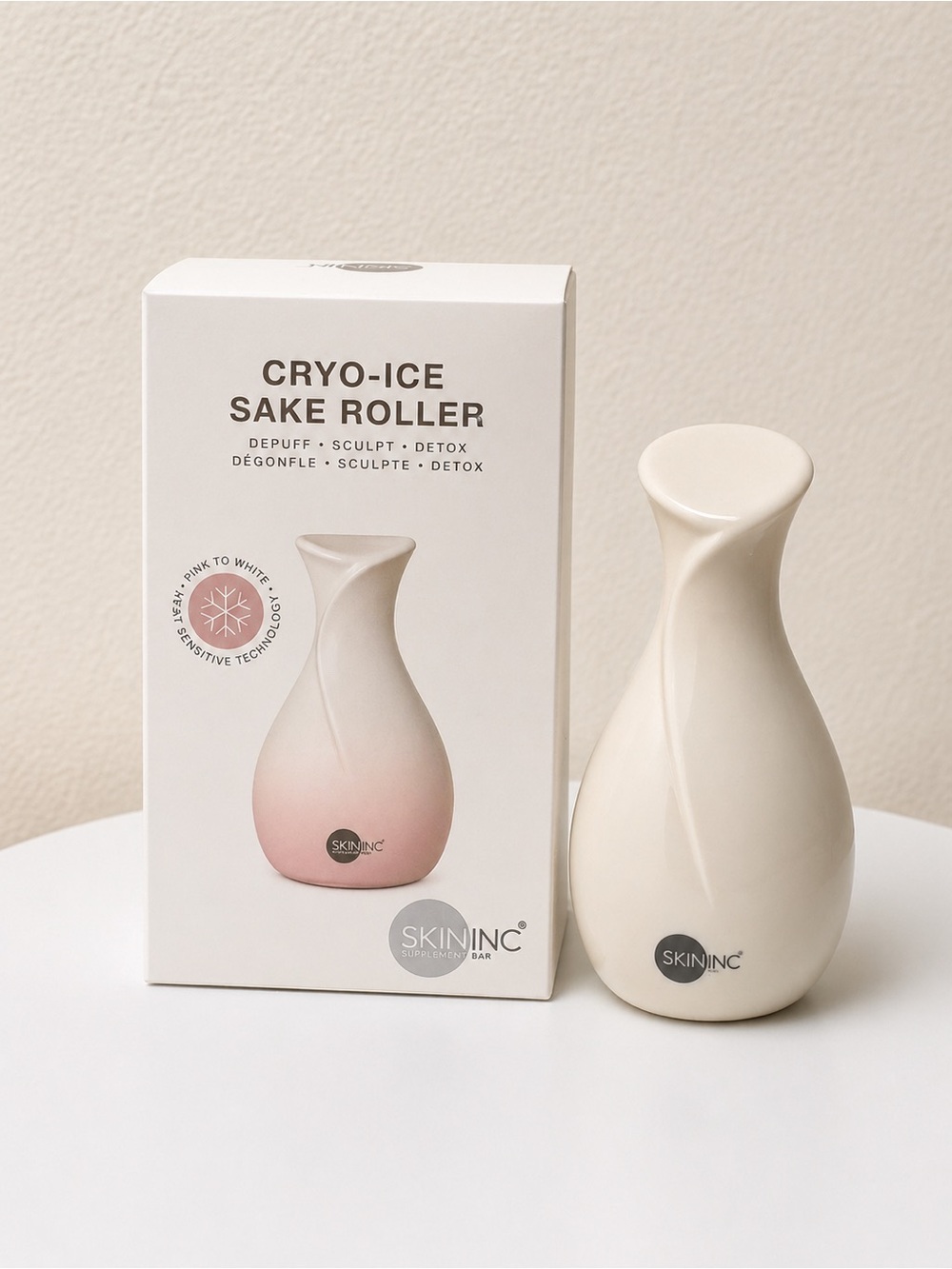 SKININC Cryo-Ice Sake Roller - Cream & Pink